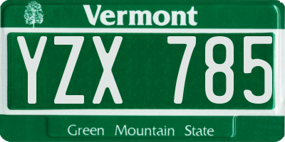 VT license plate YZX785