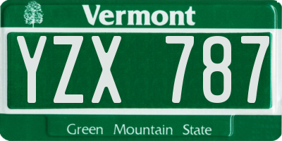 VT license plate YZX787