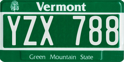VT license plate YZX788