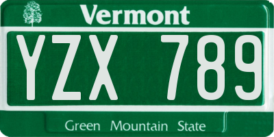 VT license plate YZX789