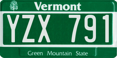 VT license plate YZX791