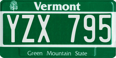 VT license plate YZX795