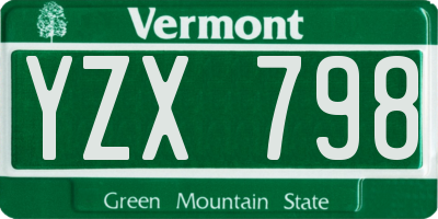 VT license plate YZX798