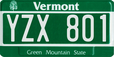 VT license plate YZX801
