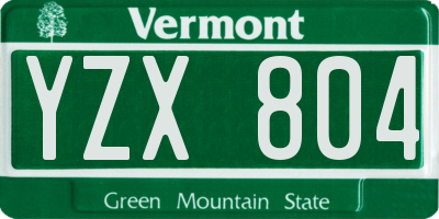 VT license plate YZX804