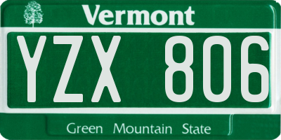 VT license plate YZX806