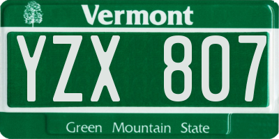 VT license plate YZX807