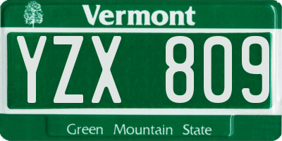 VT license plate YZX809
