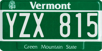 VT license plate YZX815