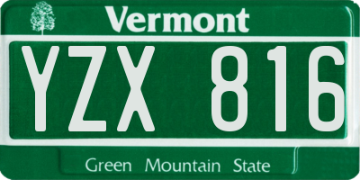 VT license plate YZX816