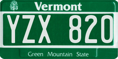 VT license plate YZX820
