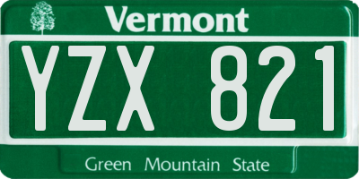 VT license plate YZX821