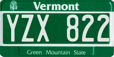 VT license plate YZX822