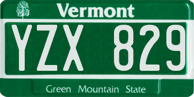 VT license plate YZX829