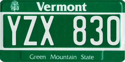 VT license plate YZX830