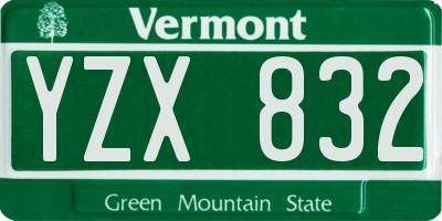 VT license plate YZX832