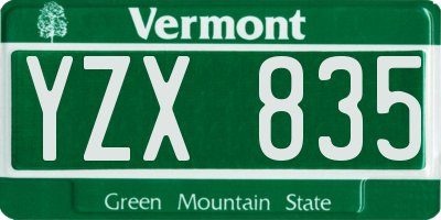 VT license plate YZX835