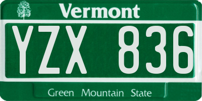 VT license plate YZX836