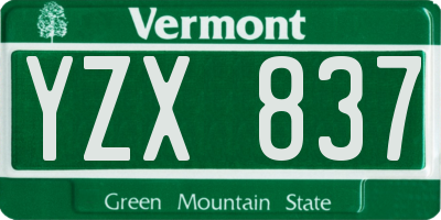 VT license plate YZX837