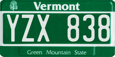 VT license plate YZX838