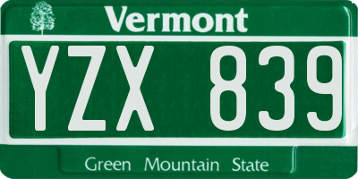 VT license plate YZX839