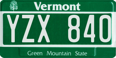 VT license plate YZX840