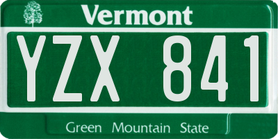 VT license plate YZX841