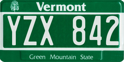 VT license plate YZX842