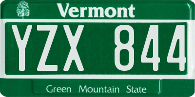 VT license plate YZX844