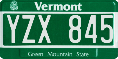 VT license plate YZX845