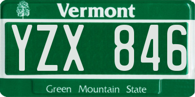 VT license plate YZX846