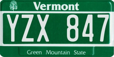 VT license plate YZX847