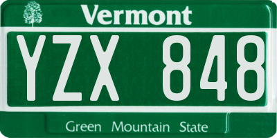 VT license plate YZX848