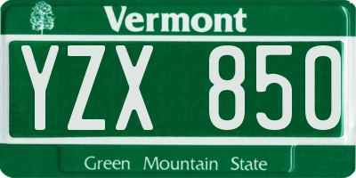 VT license plate YZX850