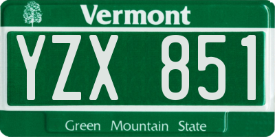 VT license plate YZX851