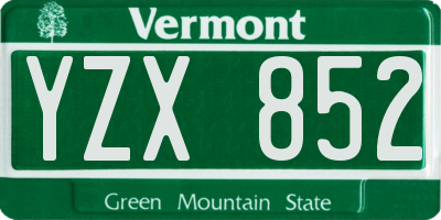 VT license plate YZX852