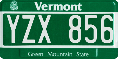 VT license plate YZX856