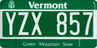 VT license plate YZX857