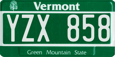 VT license plate YZX858