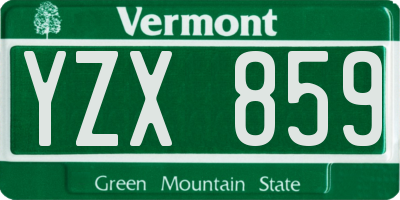 VT license plate YZX859