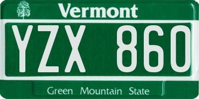 VT license plate YZX860