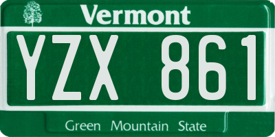 VT license plate YZX861