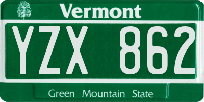 VT license plate YZX862