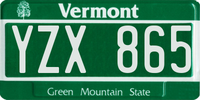 VT license plate YZX865