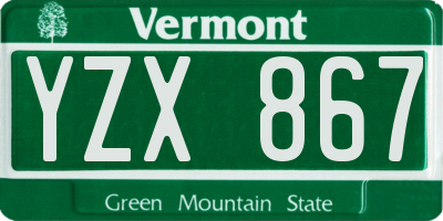 VT license plate YZX867