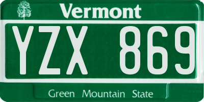 VT license plate YZX869