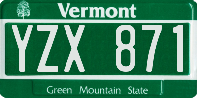 VT license plate YZX871