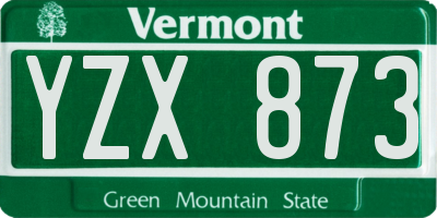 VT license plate YZX873