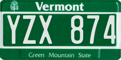 VT license plate YZX874