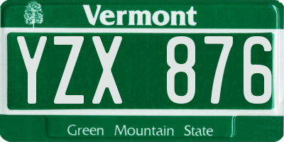 VT license plate YZX876